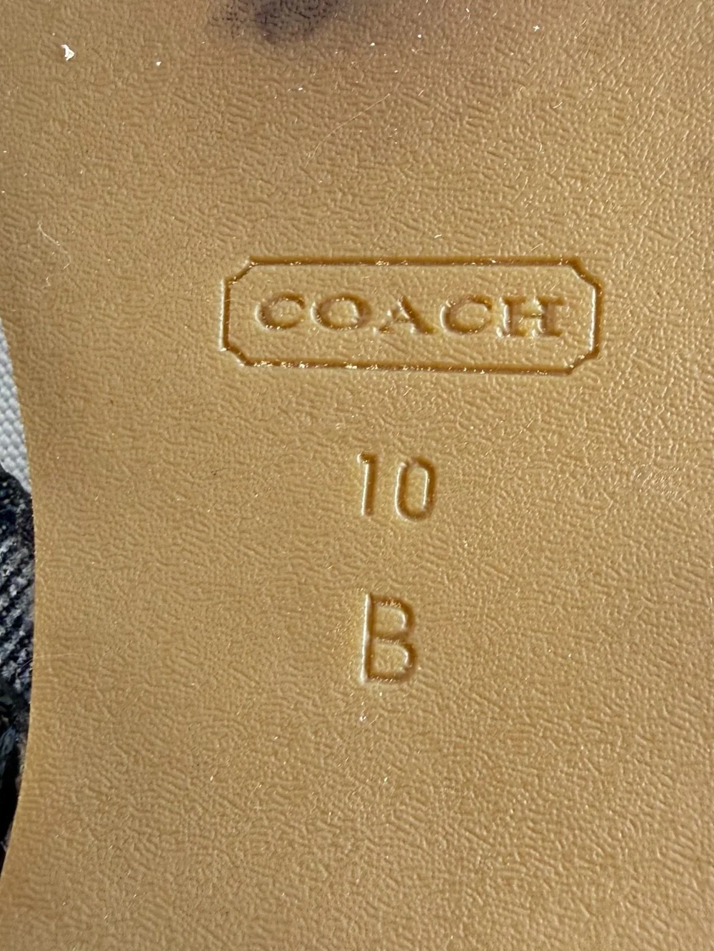 Coach Sydney Thong Sandals‎ Womens 10 Blue Tan Logo Pattern Leather Flat Sandal